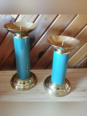 Pair of Vintage Ethan Allen Brass Spike Candle Holders – Hollywood Regency Style